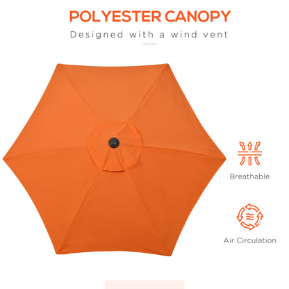 6.6FT Patio Umbrella, Outdoor Parasol with 6 Solid Ribs, Orange