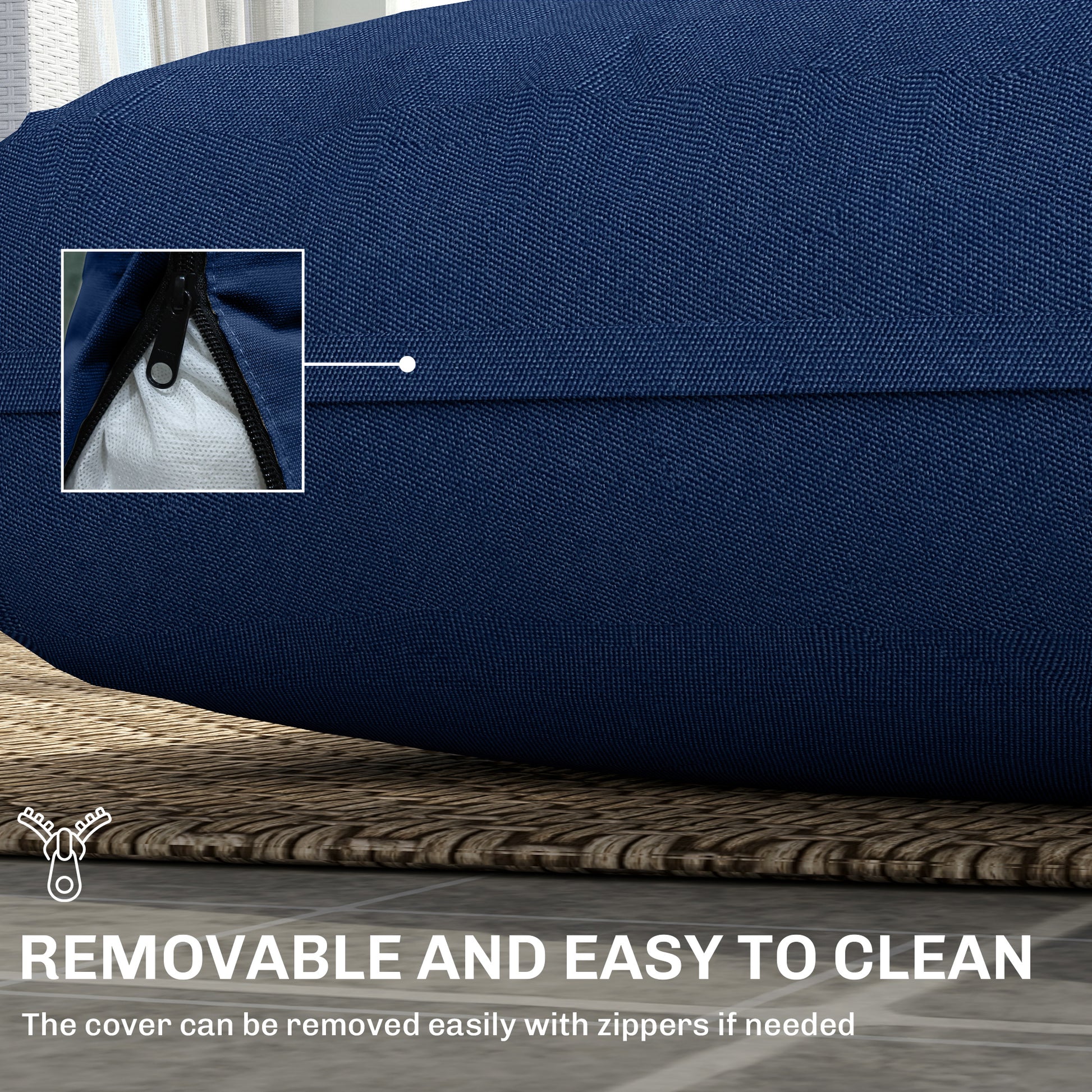 Outdoor Seat Cushions with Backrest, Loveseat Double Sofa Outdoor Furniture Cushions, Navy Blue