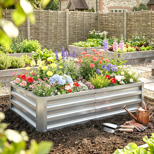 Galvanized Raised Garden Bed, Outdoor Planter Box for Vegetables, Flowers, Herbs, 4' x 2' x 1', Silver