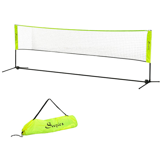 Soozier 14ft Badminton Net, Height Adjustable Outdoor Sports Net with Carry Bag, for Tennis, Pickleball and Volleyball, Yellow