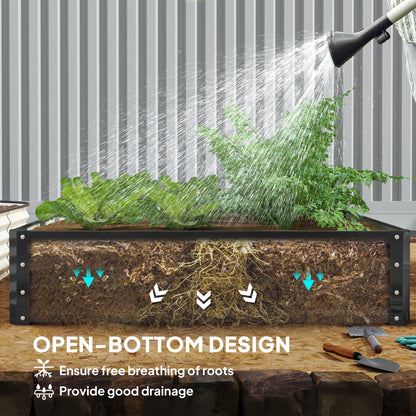 4' x 4' x 1' Raised Garden Bed Galvanized Steel Planter Box for Vegetables, Flowers, Herbs, Grey