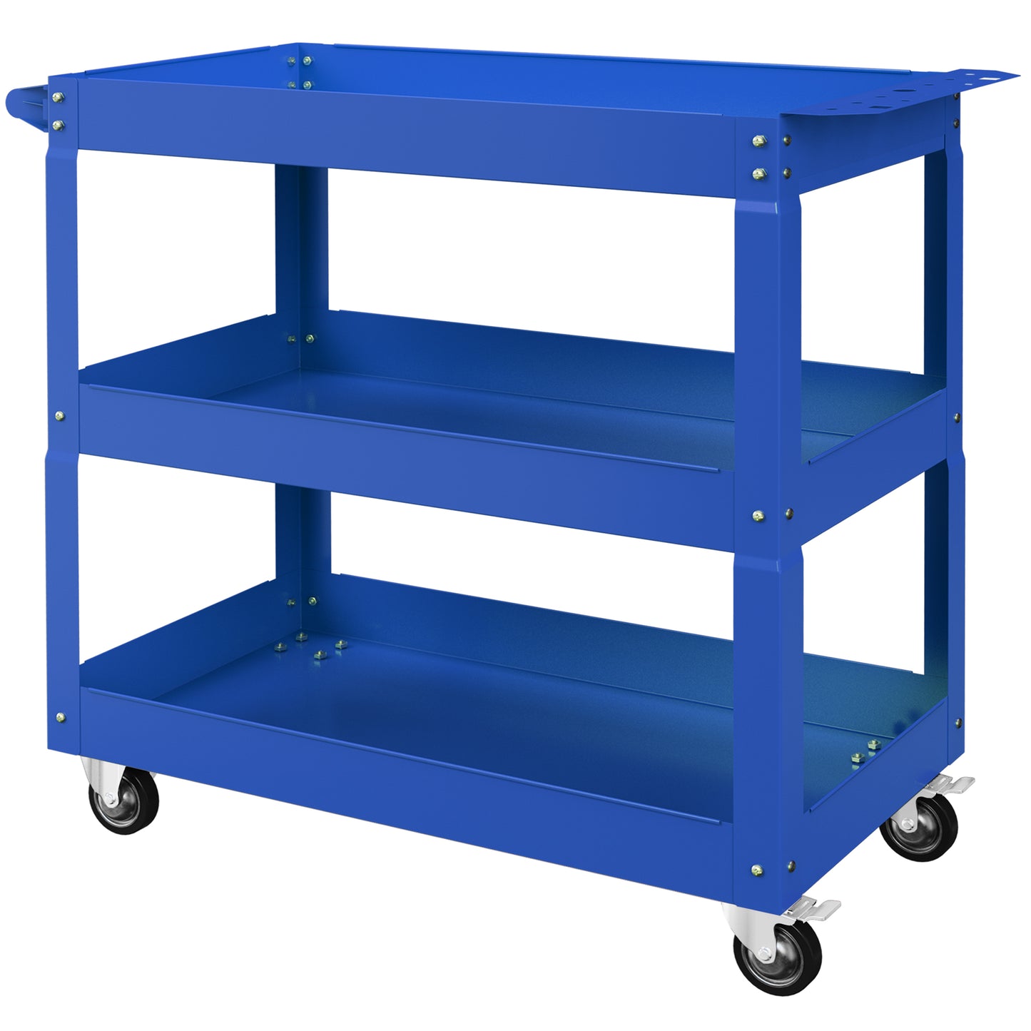 3 Tier Rolling Tool Cart with Wheels, 330 LBS Capacity Heavy Duty Utility Cart, Mobile Service Cart for Garage, Blue