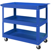 3 Tier Rolling Tool Cart with Wheels, 330 LBS Capacity Heavy Duty Utility Cart, Mobile Service Cart for Garage, Blue