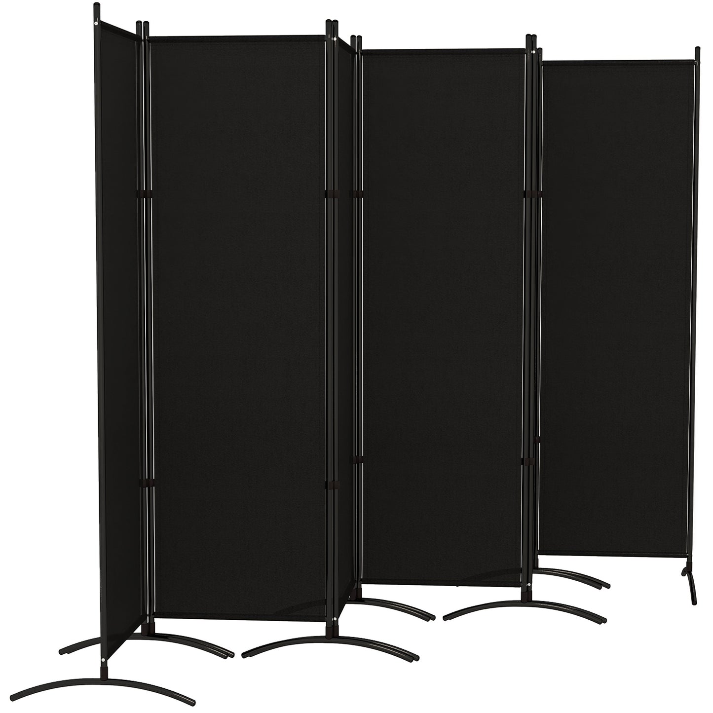 6 Panel Folding Room Divider, UV30+ Privacy Screen, Indoor Outdoor Privacy Panel with Stable Base, Black