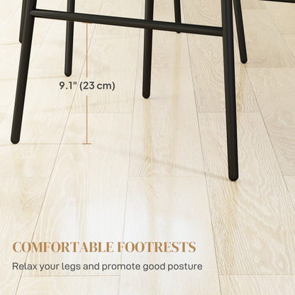 Rattan Counter Height Bar Stools Set of 2, 26" Counter Stools with Back, Modern Bar Chairs for Kitchen Island, Brown