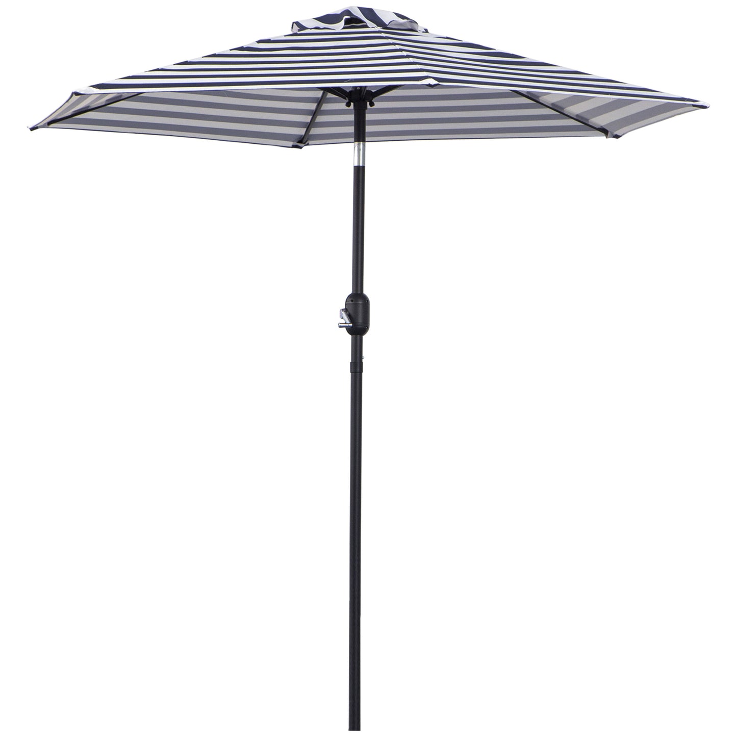 Patio Sun Umbrella, Outdoor Parasol with 6 Ribs, Blue Stripes