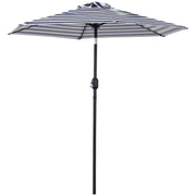 Patio Sun Umbrella, Outdoor Parasol with 6 Ribs, Blue Stripes