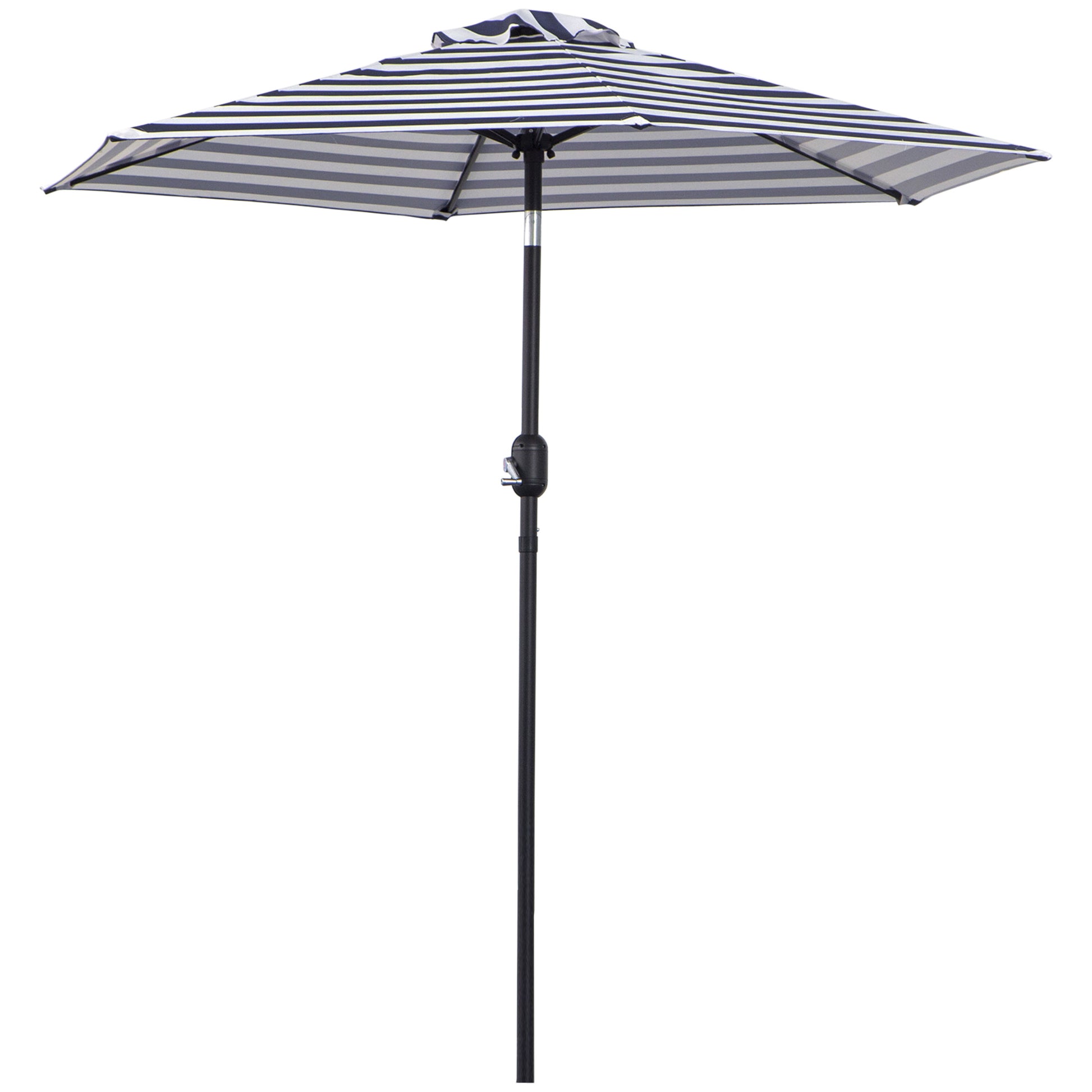 Patio Sun Umbrella, Outdoor Parasol with 6 Ribs, Blue Stripes