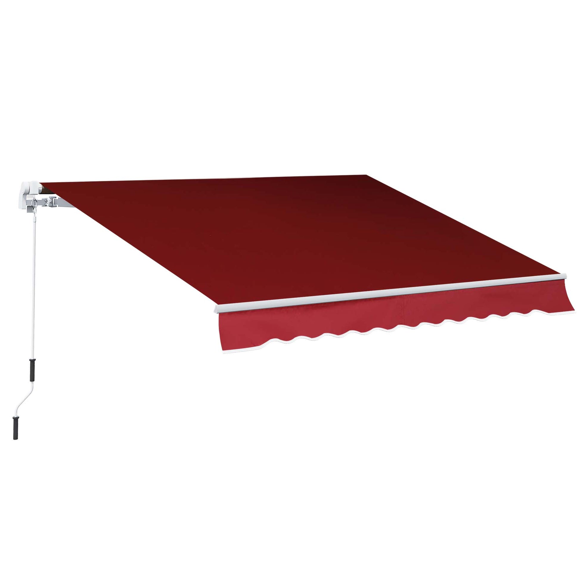 8'x7' Patio Awning Manual Retractable Sun Shade Outdoor Deck Canopy Shelter, Wine Red