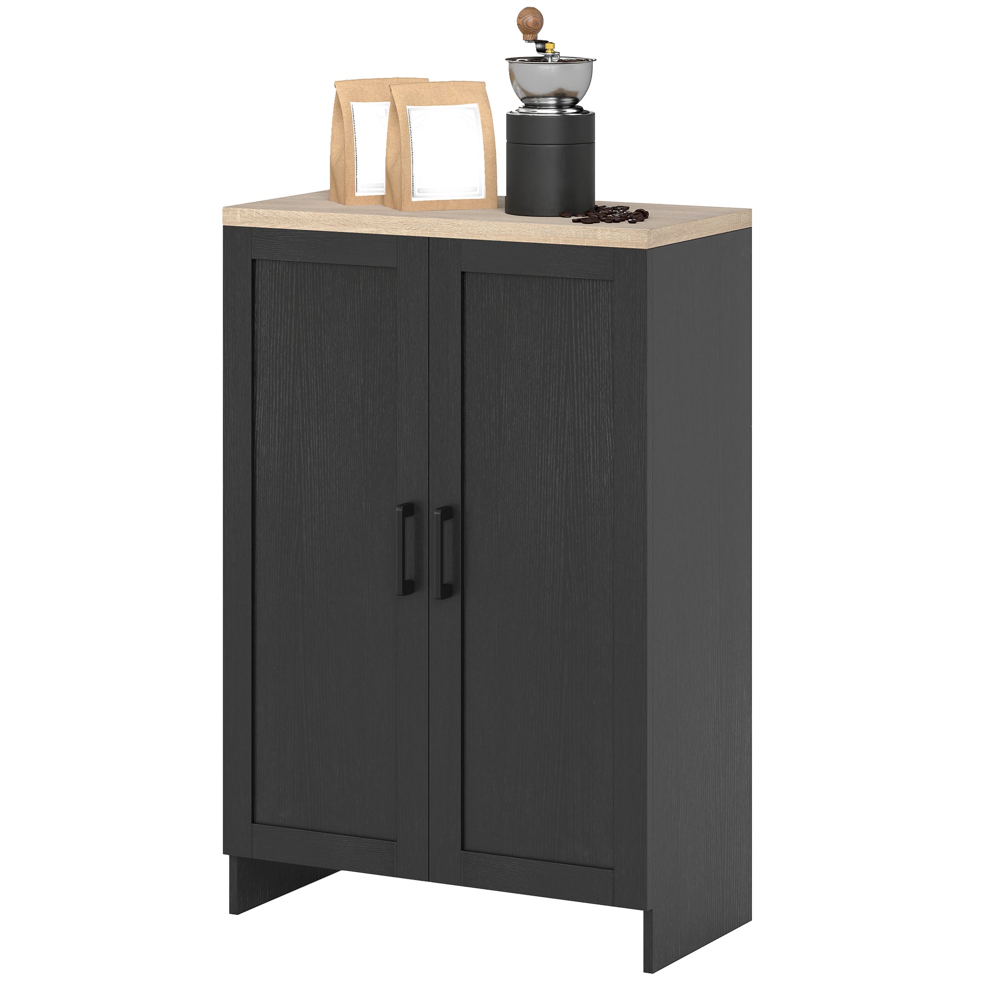 Modern Storage Cabinet with Doors and Adjustable Shelf for Kitchen, Living room, 23.6" x 11.8" x 35.4", Black