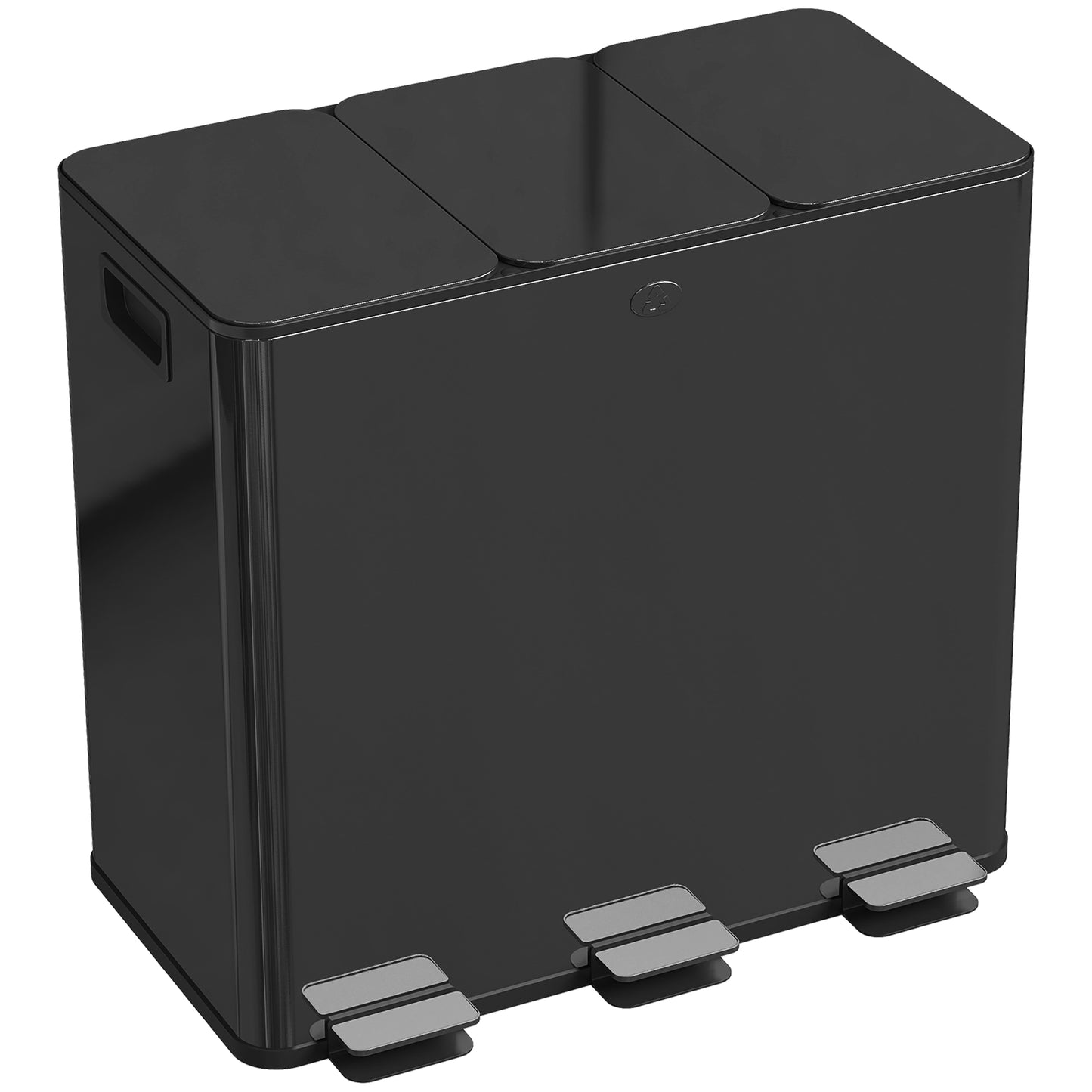 Triple Garbage Bin, Soft-Close Trash Can with Foot Pedal, 3 x 20 Liter Garbage Can with Removable Inner Buckets, Black