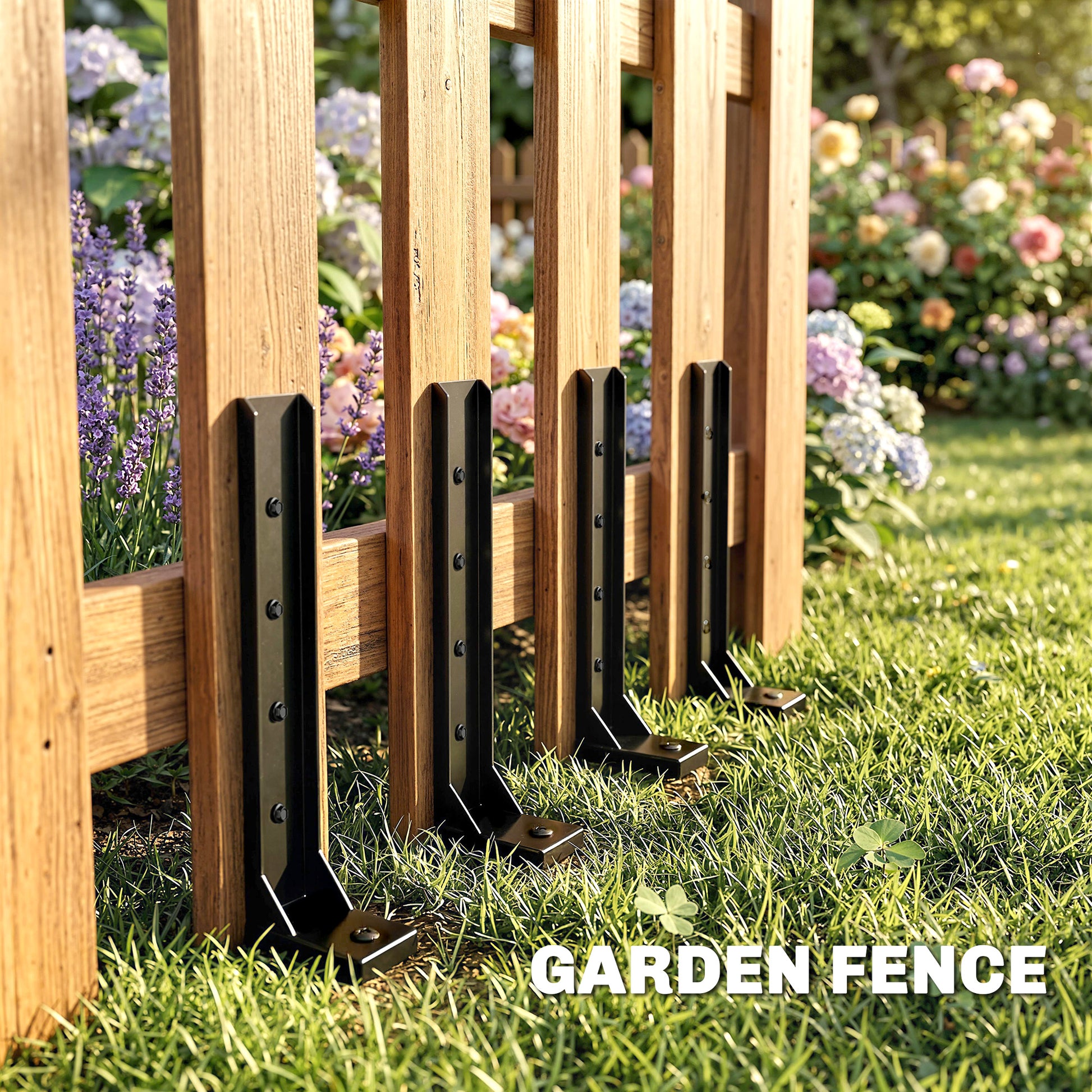 4 Pack Fence Post Repair Kit, 32" Steel Fence Post Support with Drill for Wooden Fences, Broken Gate, Posts