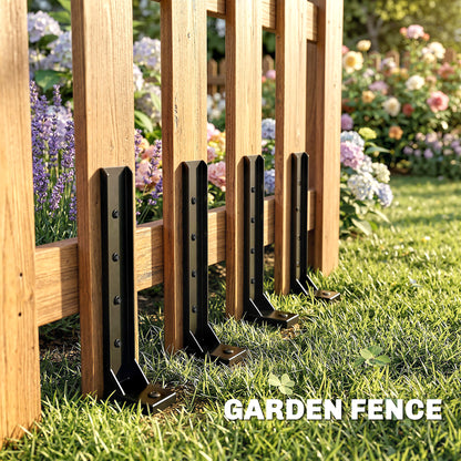 4 Pack Fence Post Repair Kit, 32" Steel Fence Post Support with Drill for Wooden Fences, Broken Gate, Posts