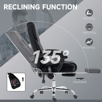 Massage Office Chair, Reclining Computer Chair with Adjustable Height and Footrest, Black