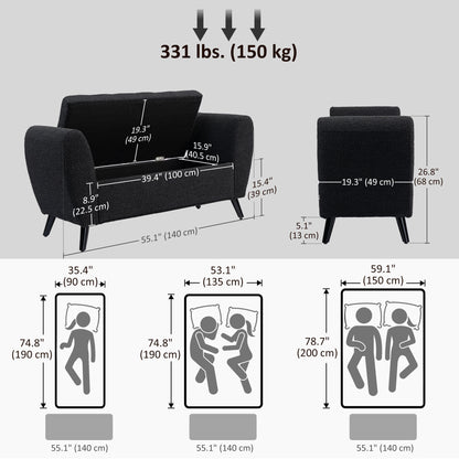 Upholstered Storage Bench with Arms, Modern Ottoman Bench for Bedroom, Entryway, and Living Room, Black