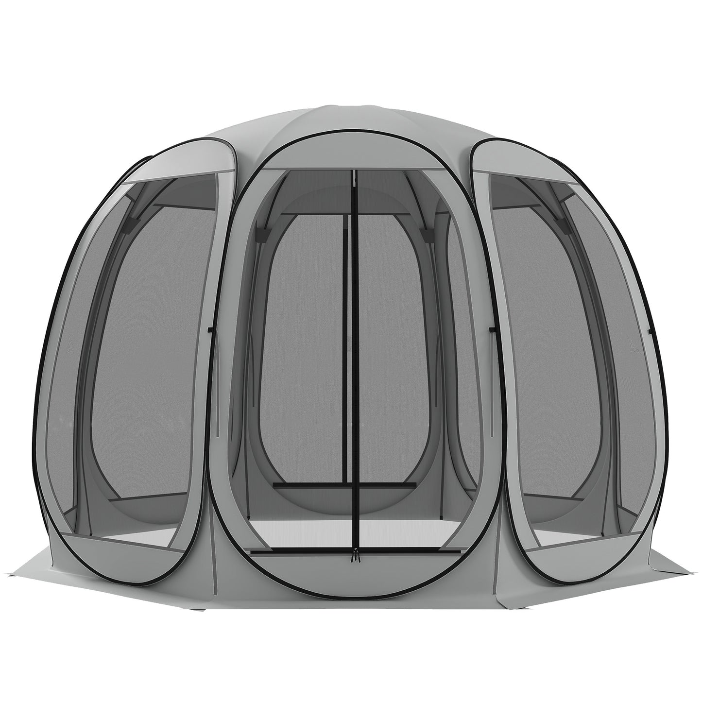 11' x 11.5' Screen Tent, Pop Up Camping Gazebo with Portable Carry Bag and 2 Doors, Grey