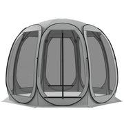 11' x 11.5' Screen Tent, Pop Up Camping Gazebo with Portable Carry Bag and 2 Doors, Grey