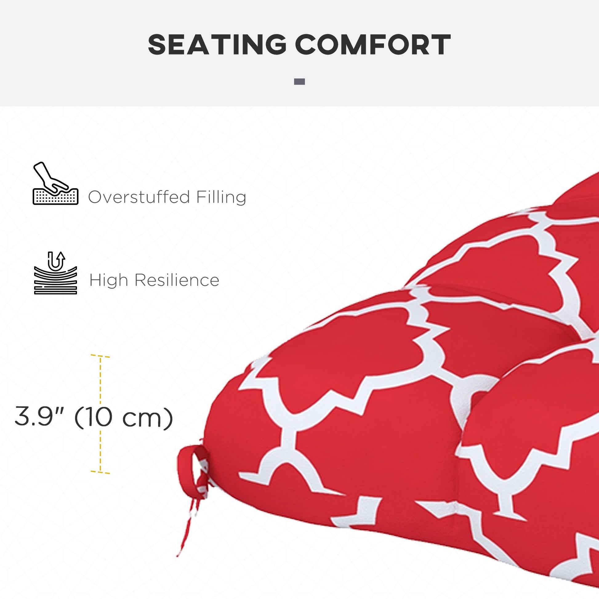 4-Piece Seat Cushion Pillows Replacement, Patio Chair Cushions Set with Ties for Indoor Outdoor
