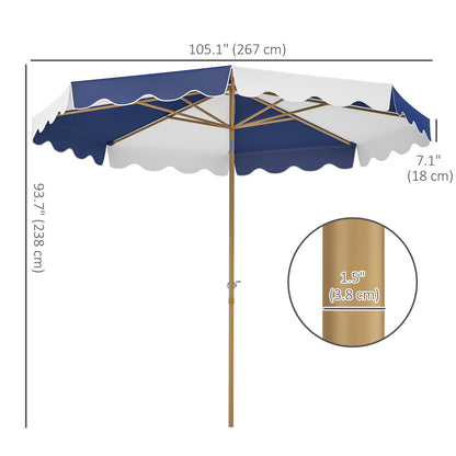 9FT Patio Umbrella with 8 Ribs, Crank & Tilt, UPF 50+ for Garden, Deck, Poolside, Mixed Colour