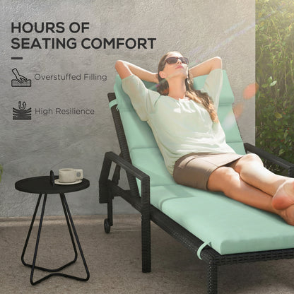 Patio Chaise Lounge Chair Cushion Replacement Sun Lounger Pad with Headrest and Ties, Green