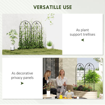 Set of 2 Metal Garden Trellis, Decorative Trellis Panels, Bird Design, 120 x 50 cm, Black