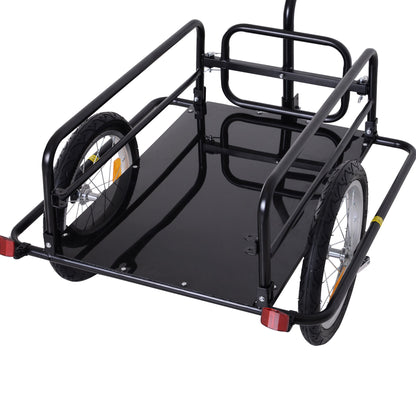 Aosom Folding Bicycle Cargo Trailer Utility Bike Cart Carrier for Garden Patio with Hitch Black
