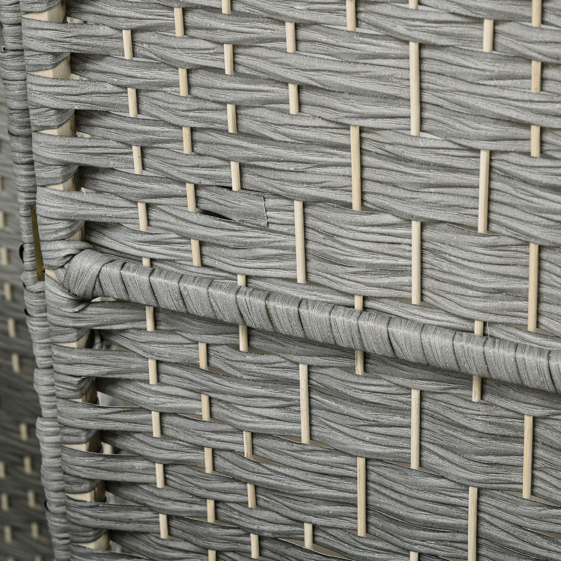 6 Ft Tall Folding Room Divider, 6 Panel Portable Privacy Screen, Hand-Woven Partition Wall Divider, Mixed Grey