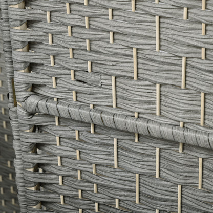 6 Ft Tall Folding Room Divider, 6 Panel Portable Privacy Screen, Hand-Woven Partition Wall Divider, Mixed Grey