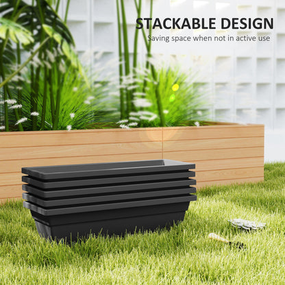 Long Rectangular Flower Plant Pots, 5 Pack 23 Inches Window Boxes Planters for Windowsill, Garden, Black