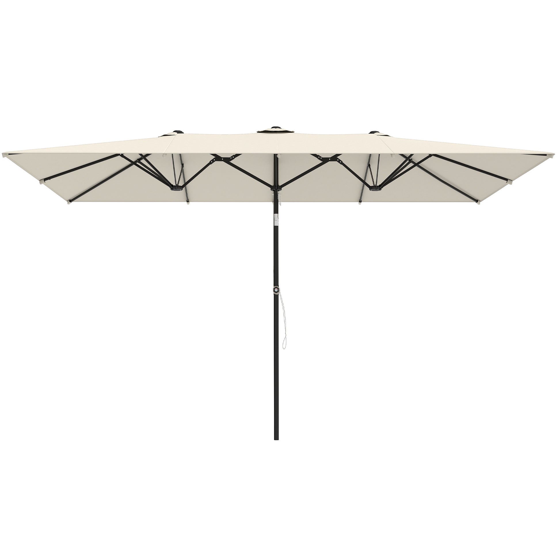 Double-Sided Patio Umbrella Parasol with Tilt, Adjustable Height, Vents and 12 Ribs, for Garden, White