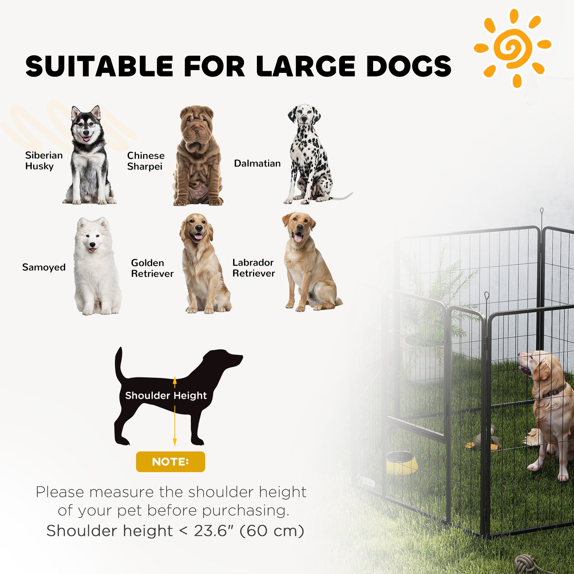 Heavy Duty Dog Playpen with Door for Large Dogs, 6 Panels, 39"H