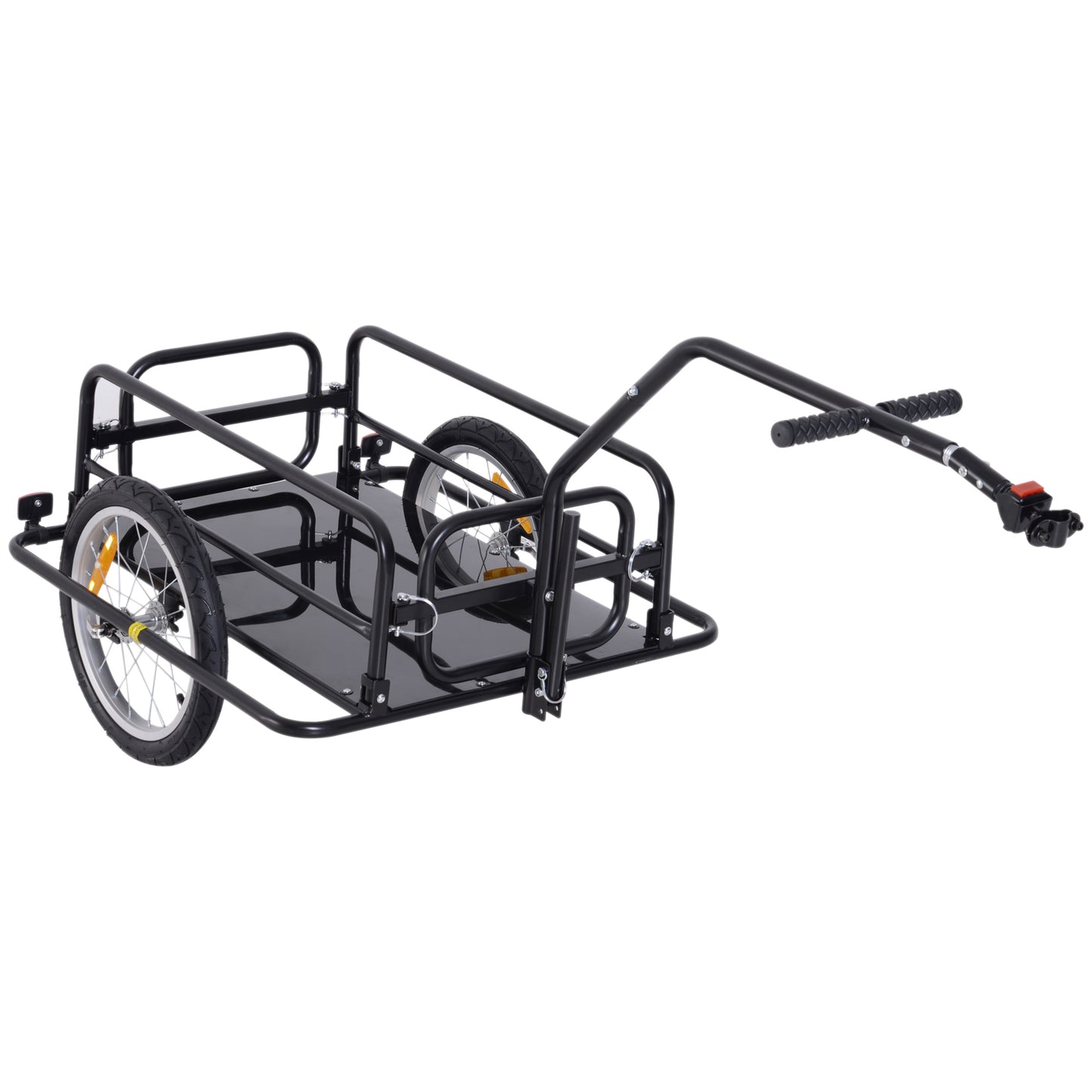 Aosom Folding Bicycle Cargo Trailer Utility Bike Cart Carrier Garden Patio Tool with Hitch Black