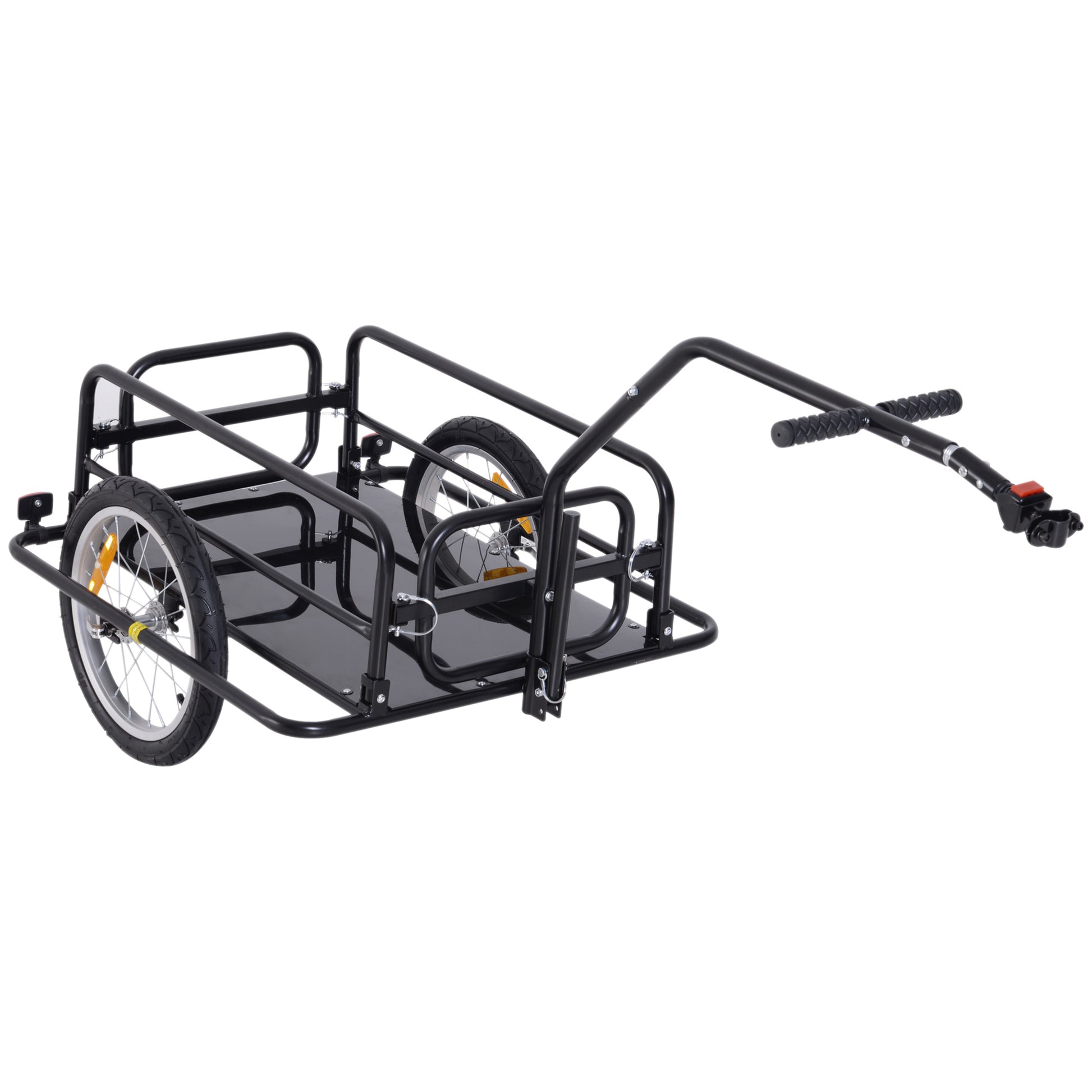 Aosom Folding Bicycle Cargo Trailer Utility Bike Cart Carrier Garden Patio Tool with Hitch Black