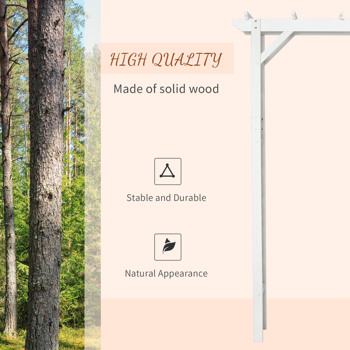 85" Wooden Garden Arbour for Wedding and Ceremony, Outdoor Garden Arch Trellis for Climbing Vines - White