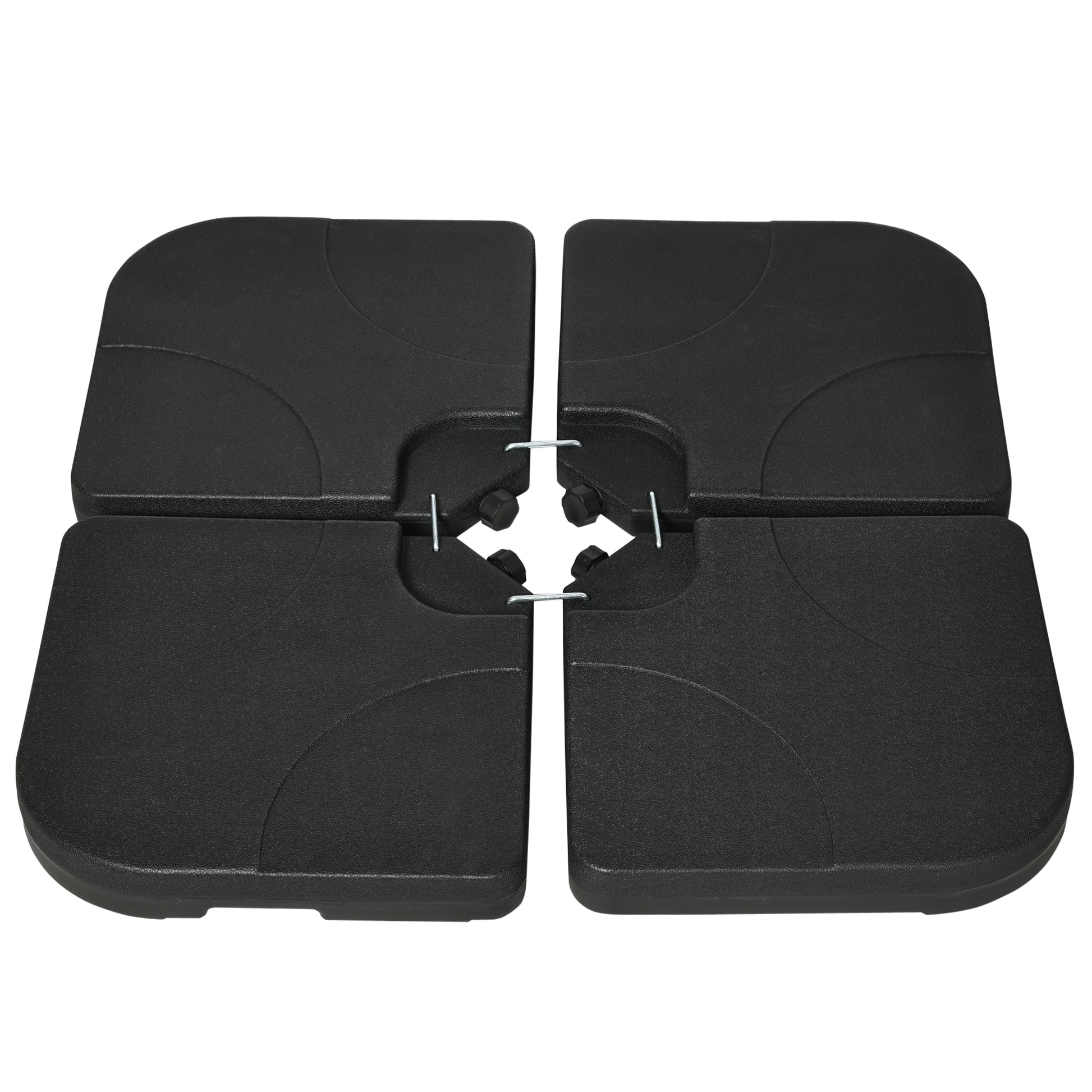 4 Piece Umbrella Base Stand w/ U Locking, 132 lb Capacity Water or 172 lb Capacity Sand, Black
