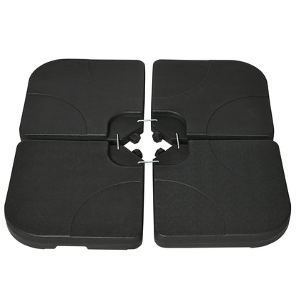 4 Piece Umbrella Base Stand w/ U Locking, 132 lb Capacity Water or 172 lb Capacity Sand, Black