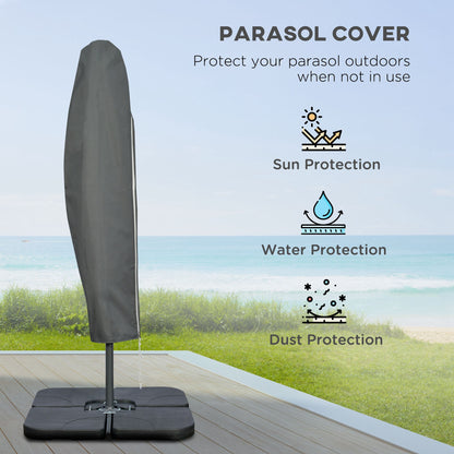 9.6ft Offset Patio Umbrella Garden Hanging Parasol Banana Cantilever Umbrella with Base, Crank, Dark Grey