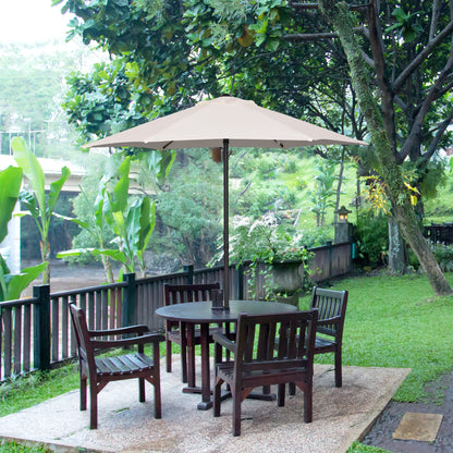 6.6FT Patio Umbrella, Outdoor Parasol with 6 Solid Ribs, Cream White