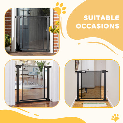 29.5"-32.3" Metal Pet Gate, w/ Auto Closing Door, Double Locking, Dog Gate for Doorways, Stairs, Hallways, Indoor/Outdoor, Black