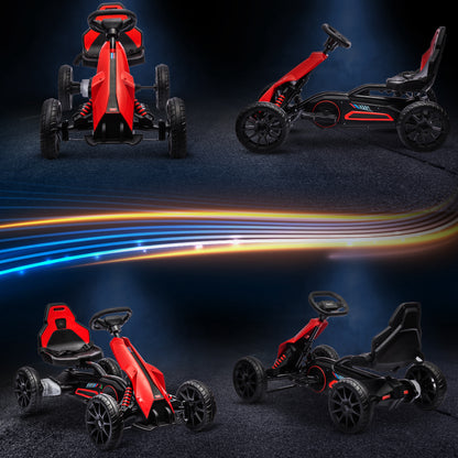 Aosom 12V 7AH Electric Go Kart, Outdoor Racer Car for Kids, with Forward Backward, Adjustable Speed, Ages 3-8 Years Old, Red