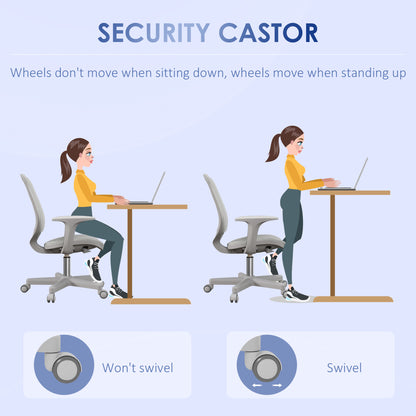 Office Chair, Small Computer Desk Chair with Mesh Back, Swivel Castors, Arm, Grey