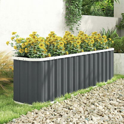 Galvanized Raised Garden Bed, Deep Root Planter Box, Outdoor Garden Bed with Plant Labels, 7' x 2' x 2', Dark Grey