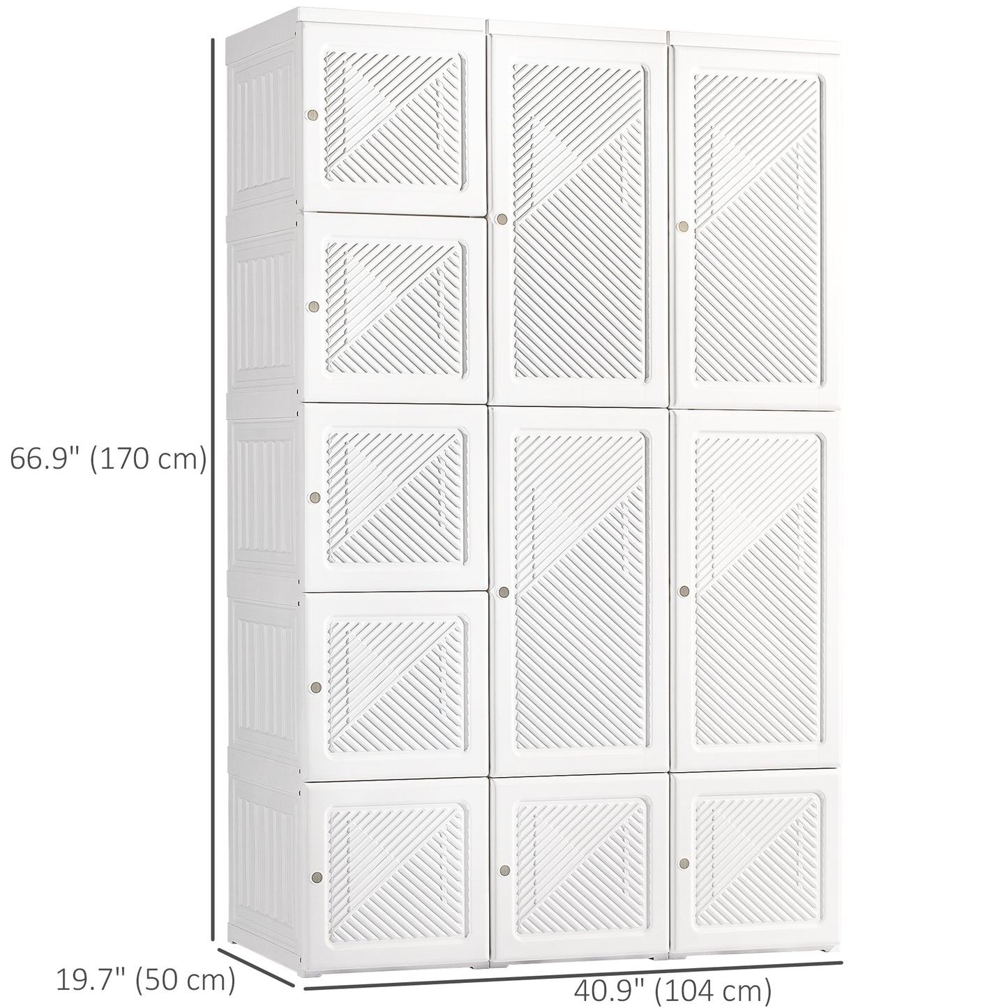 Portable Wardrobe Closet, Folding Bedroom Wardrobe, Clothes Storage Organizer with 8 Cube Compartments, White