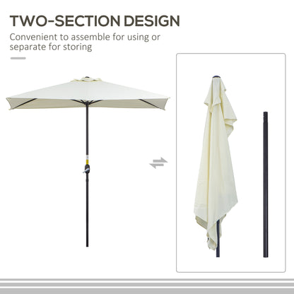 8ft Half Umbrella Outdoor Balcony Parasol Patio Garden Outdoor Window Sun Shade w/ 5 Ribs Beige