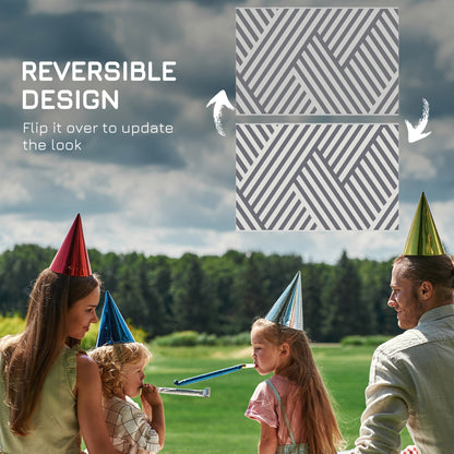 Reversible Outdoor RV Rug, Patio Floor Mat, 6' x 9' Plastic Rug for Backyard, Deck, Beach, Camping, Grey and Cream