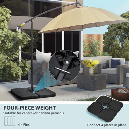 4 Piece Umbrella Base Stand w/ U Locking, 132 lb Capacity Water or 172 lb Capacity Sand, Black