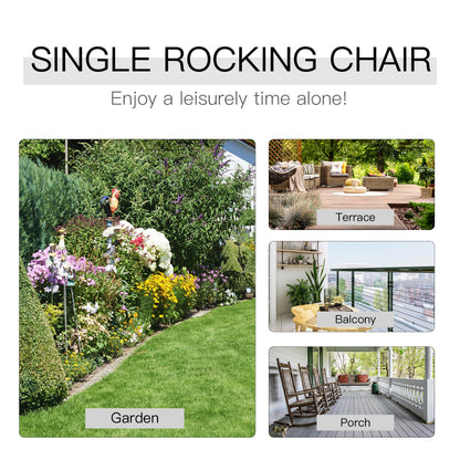 Wooden White Porch Rocking Chair Patio Rocking Single Leisure Reclining Seat Armchair