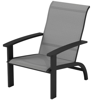 Outdoor Adirondack Chair Muskoka Chair with Aluminum Frame, Mesh Seat, High Back for Garden, Deck, Dark Grey
