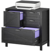 Lateral Filing Cabinet, Farmhouse File Cabinet with 4 Drawers, Fit Letter/A4/Legal Hanging Files, Black Wood Grain