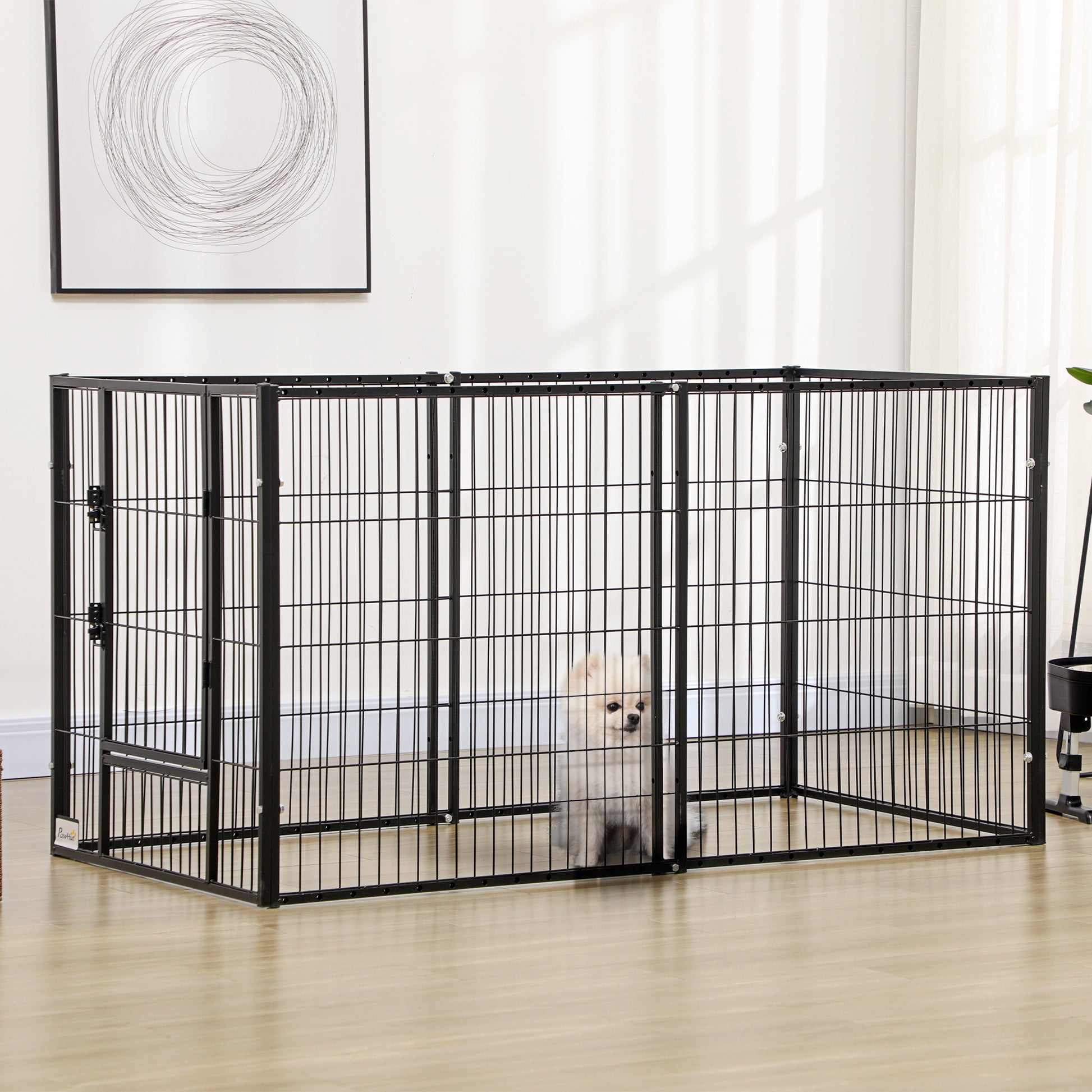 6 Panel 32.5" - 59" x 32" Dog Playpen, Heavy Duty Pet Playpen for Indoor Outdoor, Small and Medium Dogs